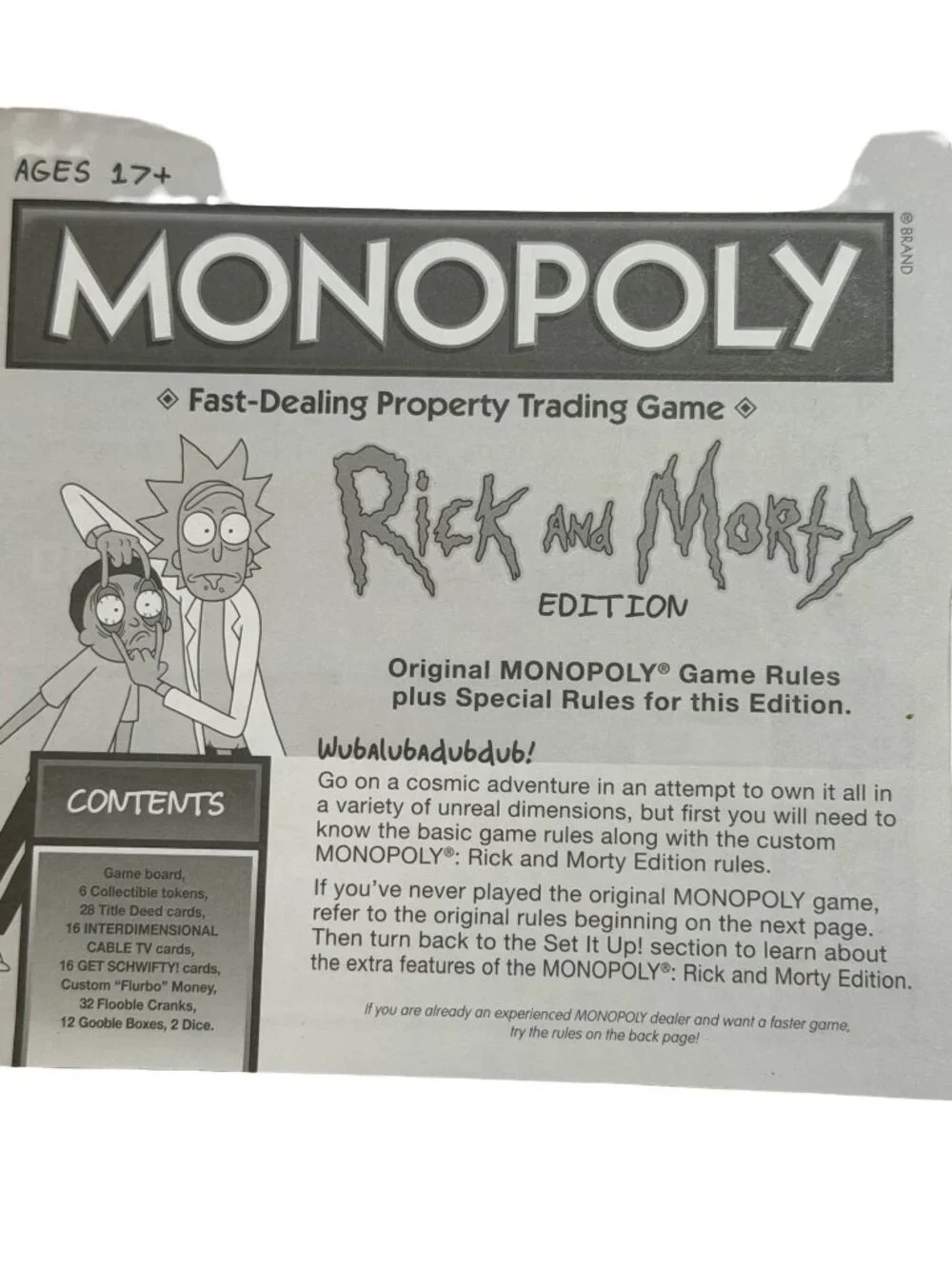 2016 Monopoly Rick and Morty Edition USAopoly Adult Board Game Appears Complete